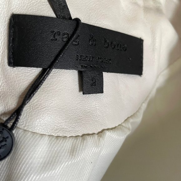 Rag & Bone Harrison Ivory Stretch Panel Leather Jacket - Picture 9 of 14